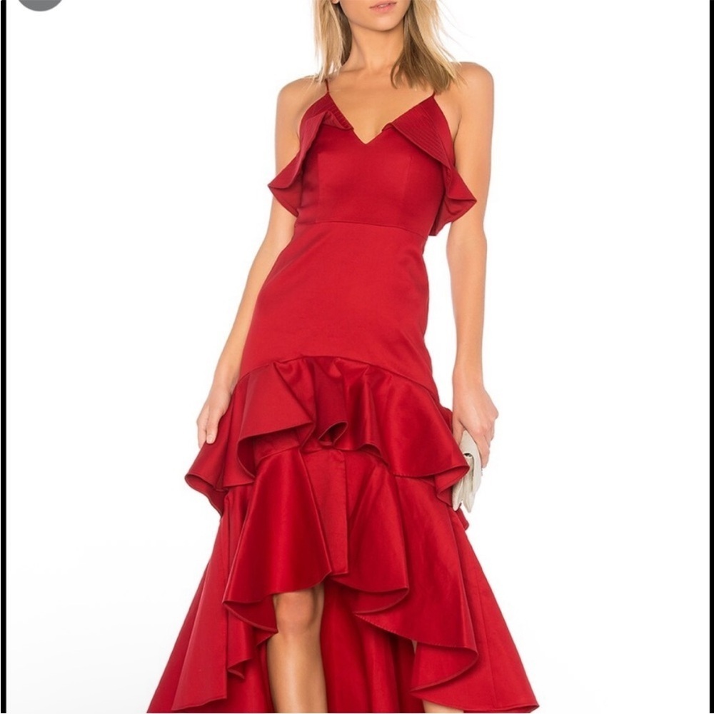Alexis Zafina Evening Gown Ruffle Red Size Small Formal